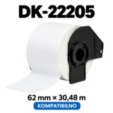  Kompatibilne etikete Brother DK-22205, 62 mm × 30,48 m – bela rola | Shoptok.si