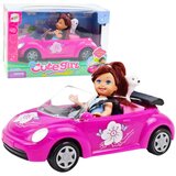 Mini lutka u kabrioletu s psom - rozi | shoptok.hr
