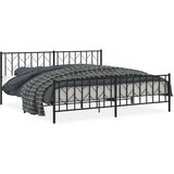  Kovinski posteljni okvir z vzglavjem in vznožjem črn 200x200 cm, (20952872) | Shoptok.si