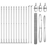 vidaXL Heksagonalna ograja 1.4x25 m Pocinkana jekla, Stebri ograje s podložnimi ploščami 13 kos Ø32mm 78.5cm Pocinkana jekla | Shoptok.si