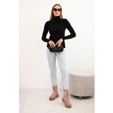 Kesi Włoski Women's viscose sweater with a turtleneck and long sleeves black | shoptok.hr