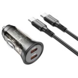 Borofone BZ26B avtopolnilec pd 45W 2x type c qc 3.0 s kablom type c - type c 1m - črn | Shoptok.si