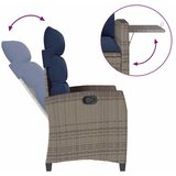  Vrtna stolica s naslonom i pomoćnim stolom siva poliratan - Siva i plava 1 Bez naslona za noge | shoptok.hr