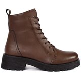 Sergio Leone Dark brown leather ankle boots with a thick sole by | Shoptok.si