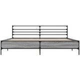  Posteljni okvir siva sonoma 200x200 cm inž. les in kovina | Shoptok.si