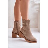 Kesi Insulated women's ankle boots on heel beige Vailia Cijene