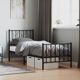 vidaXL Kovinski posteljni okvir z vzglavjem in vznožjem črn 75x190 cm | Shoptok.si