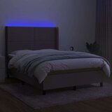  Krevet box spring s madracem LED smeđesivi 140x190 cm tkanina | shoptok.hr