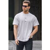 Madmext Men's Painted Gray Oversize Crew Neck T-Shirt 6179 Cene