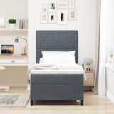 vidaXL Postelja z vzmetnico z vzmetnico Temno siva 90 x 190 cm Žamet | Shoptok.si