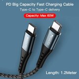 Yesido podatkovni kabel (CA-66) - tip-C na tip-C, 60W, QC & PD, 3A, 1,2 m | Shoptok.si