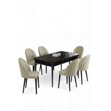 Hanah home Rasklopivi trpezarijski sto i stolice (7 delova) Enya Black Marble Cream | Eponuda.com