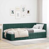  Kutni okvir kreveta Tamnozelena 90 cm x 190 cm Baršun | shoptok.hr