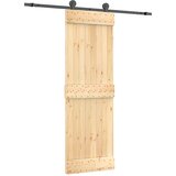  Klizna vrata Prirodna i crna 70 x 210 cm Čvrsta borovina | shoptok.hr