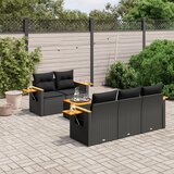  6-dijelni set vrtnih sofa s jastucima crni od poliratana | shoptok.hr