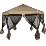  Šesterokutni šator sa stijenkama 3,6 x 3,1 m smeđesivi 220 g/m² | shoptok.hr