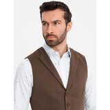 Ombre Fitted men's structured knit vest with lapels - brown | Shoptok.si