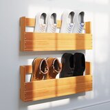  Zidni stalci za cipele 2 kom voštano smeđi 59x9x23 cm borovina | shoptok.hr