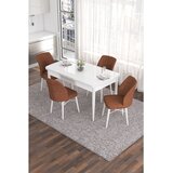 Hanah home trpezarijski set Eva, sto na razvlačenje i 4 stolice, bela ploča, terakota tkanina Babyface | Eponuda.com
