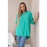 Kesi Włoski Blouse with a longer back dark mint Cene