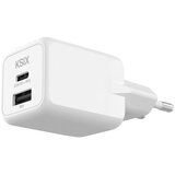 Ksix Gan ultrabrzi zidni punjač 30W PD & PPS, 1 x USB-C + 1 x USB-A, bijeli | shoptok.hr