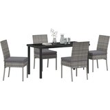  Set od 5 komada vrtlarskih stolica za blagovanje Siva Poli ratan | shoptok.hr