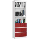 AKORD PISARNI POLICA R 60 cm CLP 3 Predali 2 Police BELO / RDEČI GLOSS, (21714243) Cene