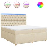 vidaXL Box spring postelja z vzmetnico krem 200x200 cm blago, (21310159) | Shoptok.si