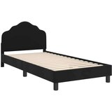  Otroški posteljni okvir z vznožjem Črna 90 x 190 cm Žamet, (5000104626) | Shoptok.si