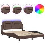 Furnova Posteljni okvir z LED lučkami rjav 140x190 cm umetno usnje, (21943071) | Shoptok.si