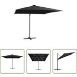  The Living Store Stranski senčnik LED luči in kovinski drog 250x250 cm črn - Stranski Senčnik, (21743092) Cene