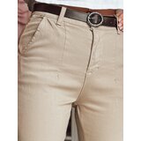 DStreet Spodnie damskie slim fit z paskiem TAIRONIK ciemnobeżowe | Shoptok.si