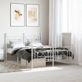 Maison Chic Kovinski Posteljni okvir - Dvoposteljna postelja - Zakonska postelja z vzglavjem in vznožjem bel 140x190 cm, (21696148) | Shoptok.si