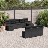  10-dijelni set vrtnih sofa s jastucima crni od poliratana | shoptok.hr