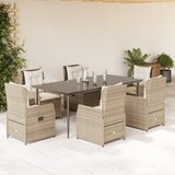 vidaXL 7-dijelni vrtni blagovaonski set od poliratana s jastucima bež | shoptok.hr