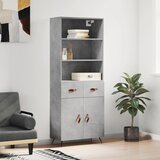vidaXL Visoka komoda betonsko siva 69,5x34x180 cm inženirski les | Shoptok.si