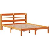 vidaXL Posteljni okvir z vzglavjem voščeno rjava 140x200 cm borovina | Shoptok.si