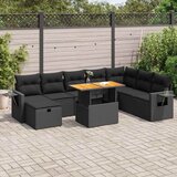 vidaXL 9-dijelni set vrtnih sofa s jastucima crni od poliratana bagrem Cijene