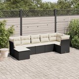  7-dijelni set vrtnih sofa od poliratana s jastucima crni Slike