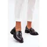 VINCEZA Lacquered Leather Moccasins On Heel