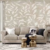  Foto tapeta - White leaves - abstract plant motif on beige background with frame 500x350 | shoptok.hr