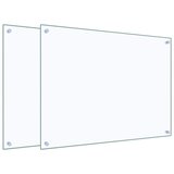 Kuhinjske zaštite od prskanja 2 kom prozirne 80x60 cm staklene | shoptok.hr