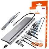 Docking postaja HUB adapter USB-C 12 v 1 – Docking postaja z 2× HDMI 4K, ETHERNET RJ45, USB 3.0, SD kartico, za M1/M2/M3 – BYL-2211, (5000193578)