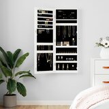 vidaXL Zidni ormarić za nakit s ogledalom bijeli 37 5 x 10 x 106 cm Cijene
