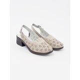 GOODIN Beige perforated low-heeled sandals | Shoptok.si