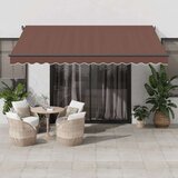 vidaXL Ročno zložljiva tenda z LED rjava 400x300 cm | Shoptok.si