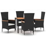  5-dijelni vrtni blagovaonski set s jastucima od poliratana crni | shoptok.hr