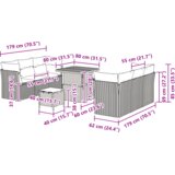  Vrtna sedežna garnitura z blazino 9 pcs Siva 80 x 80 x 71 cm, (5000020472) | Shoptok.si