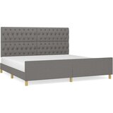  Posteljni okvir z vzglavjem temno siv 200x200 cm blago, (20736252) | Shoptok.si