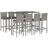  9-dijelni vrtni barski set s jastucima sivi od poliratana Siva 180 cm table length | shoptok.hr